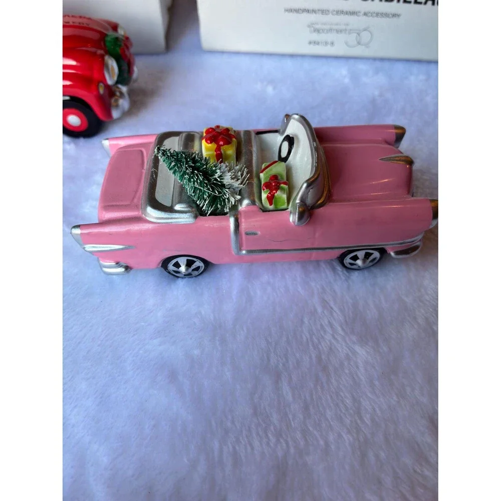 Vintage Department 56 Snow Village | Hand Painted Ceramic Pick-Up & Cadillac